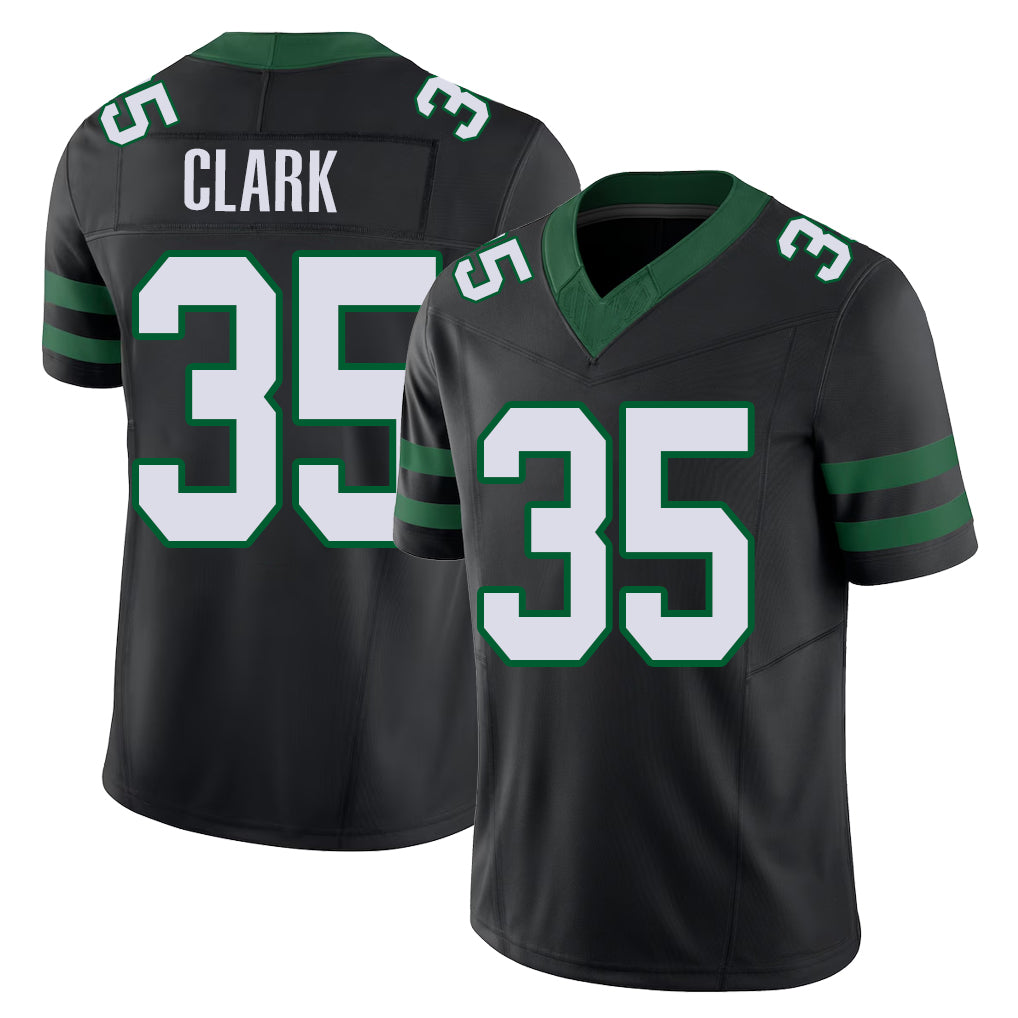 New York #35  Dean Player Football V Neck Short Sleeve Black Jersey Clark For Men Youth Women Gift