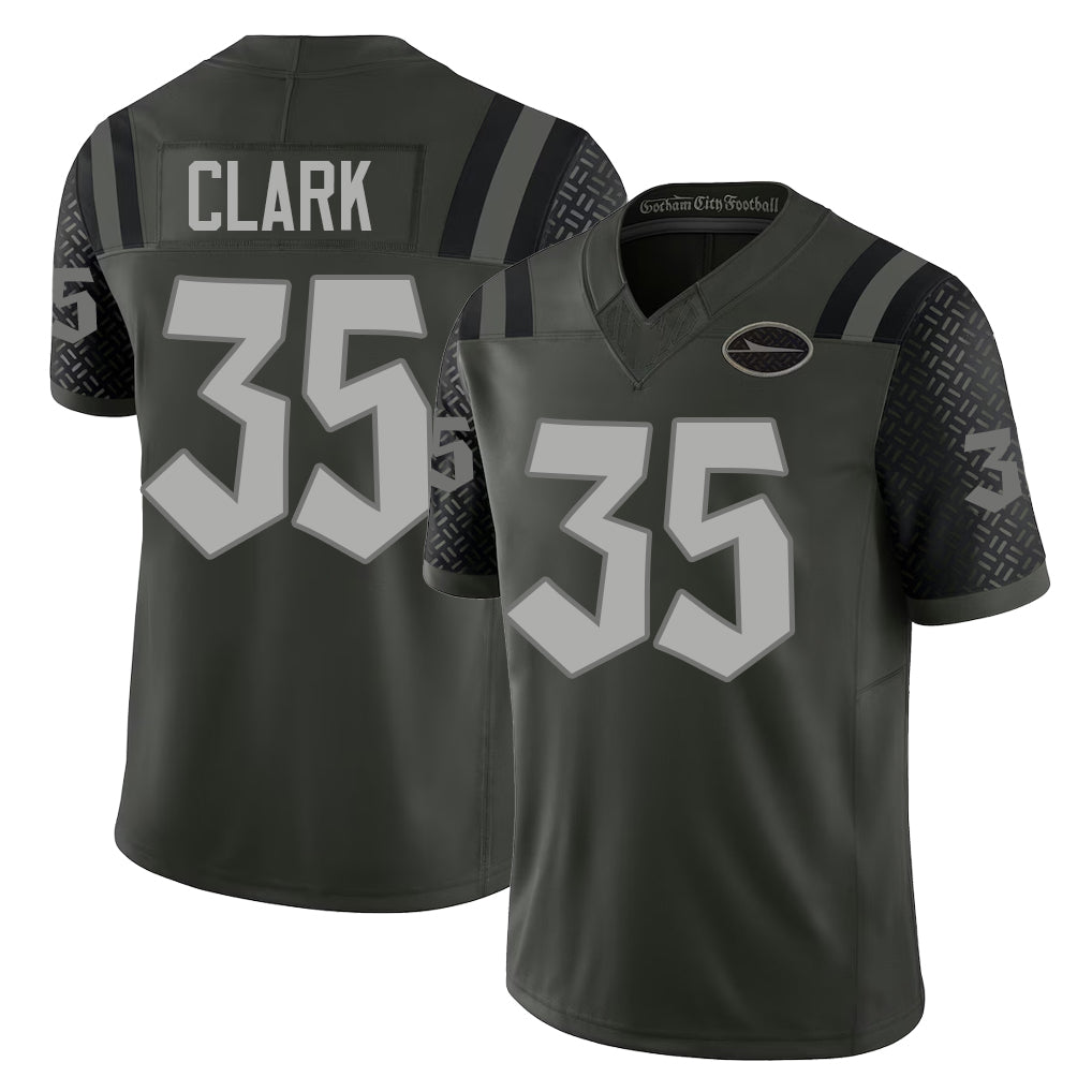 New York #35 Dean Player Football V Neck Short Sleeve Gotham Green Jersey Clark For Men Youth Women Gift