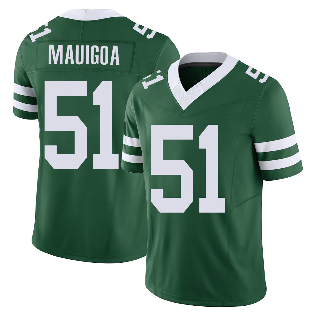 New York #51 Francisco Player Football V Neck Short Sleeve Green Jersey Mauigoa For Men Youth Women Gift