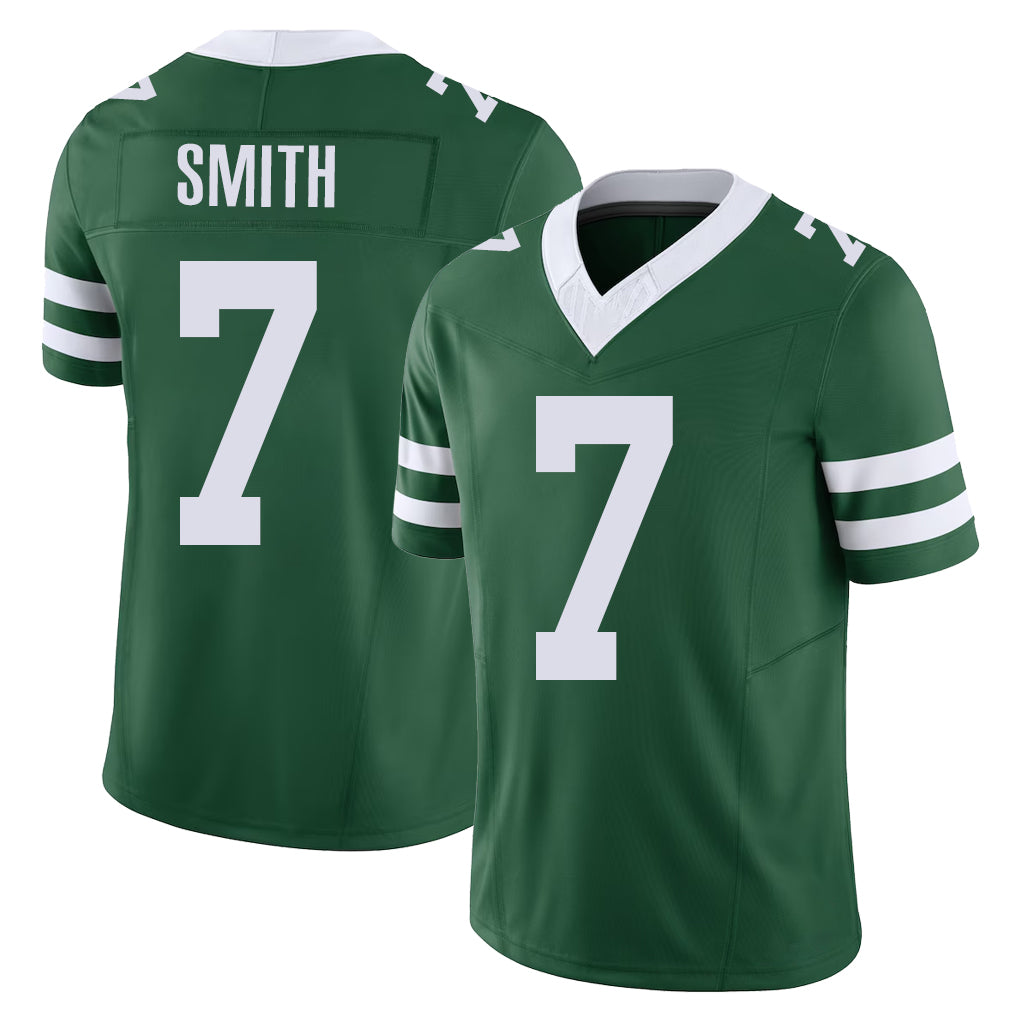 New York #7 Geno Player Football V Neck Short Sleeve Green Jersey Smith For Men Youth Women Gift