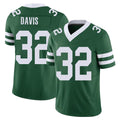 New York #32 Isaiah Player Football V Neck Short Sleeve Green Jersey Davis For Men Youth Women Gift