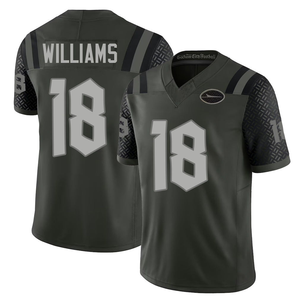 New York #18 Isaiah Player Football V Neck Short Sleeve Gotham Green Jersey Williams For Men Youth Women Gift