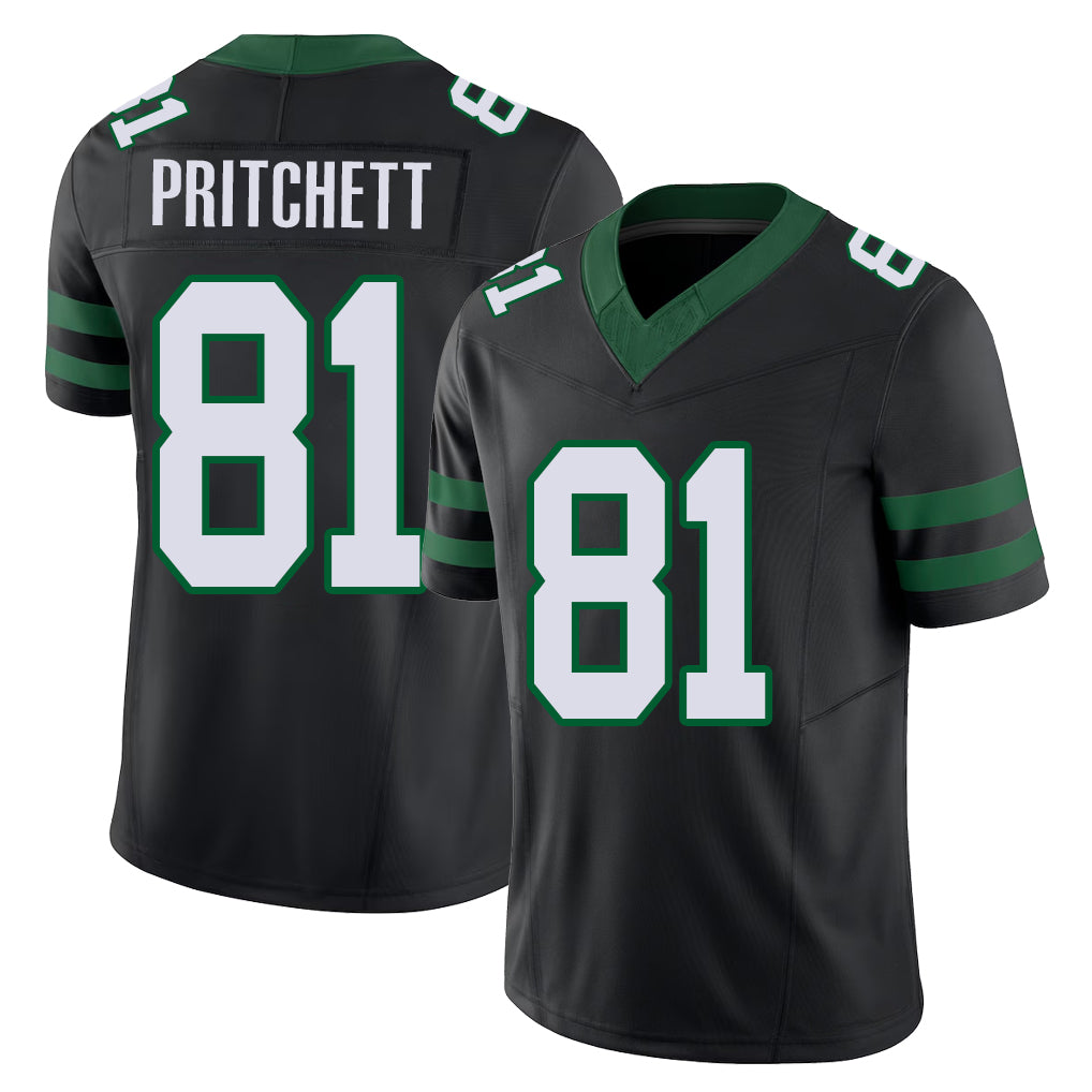 New York #81 Jamaal Player Football V Neck Short Sleeve Black Jersey Pritchett For Men Youth Women Gift