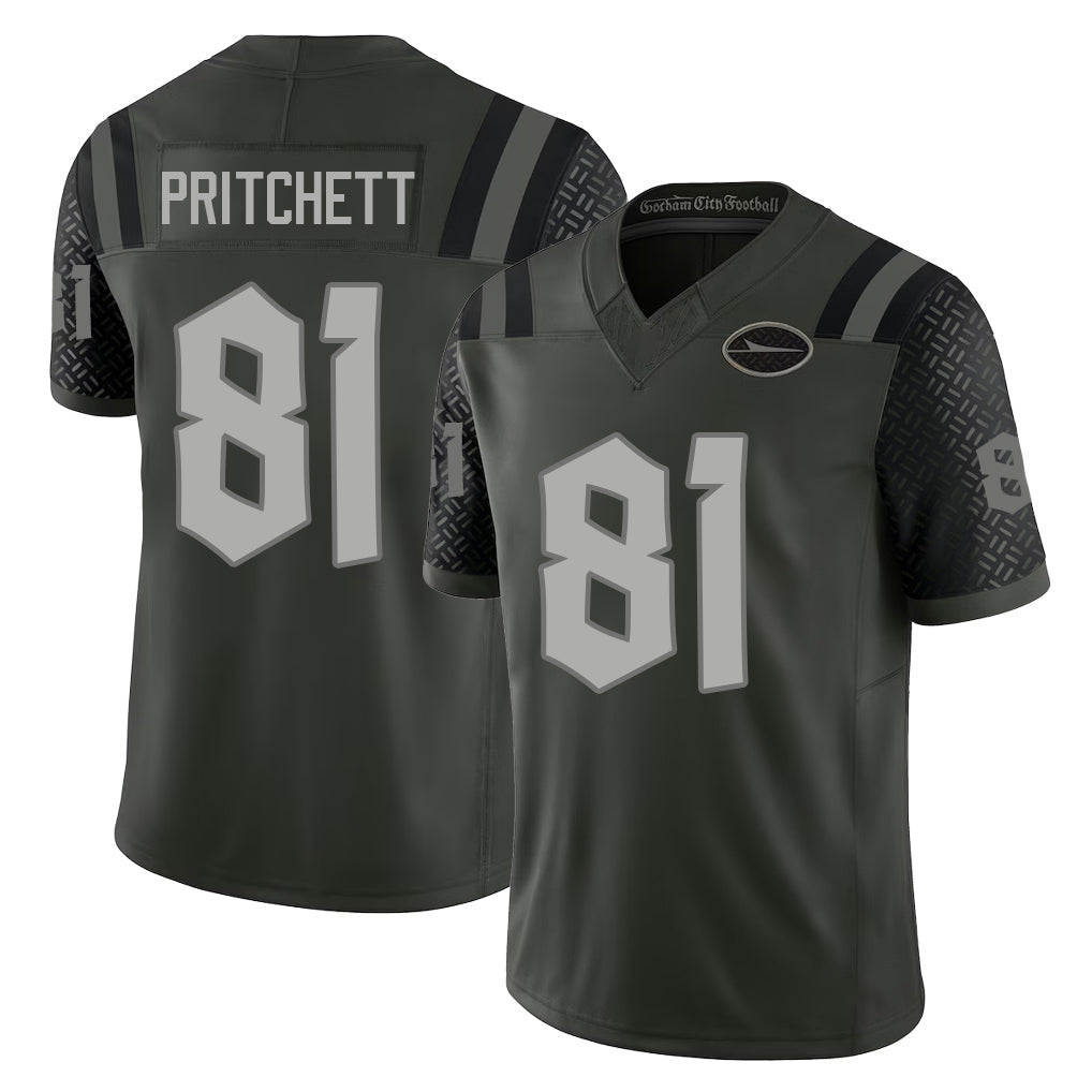 New York #81 Jamaal Player Football V Neck Short Sleeve Gotham Green Jersey Pritchett For Men Youth Women Gift