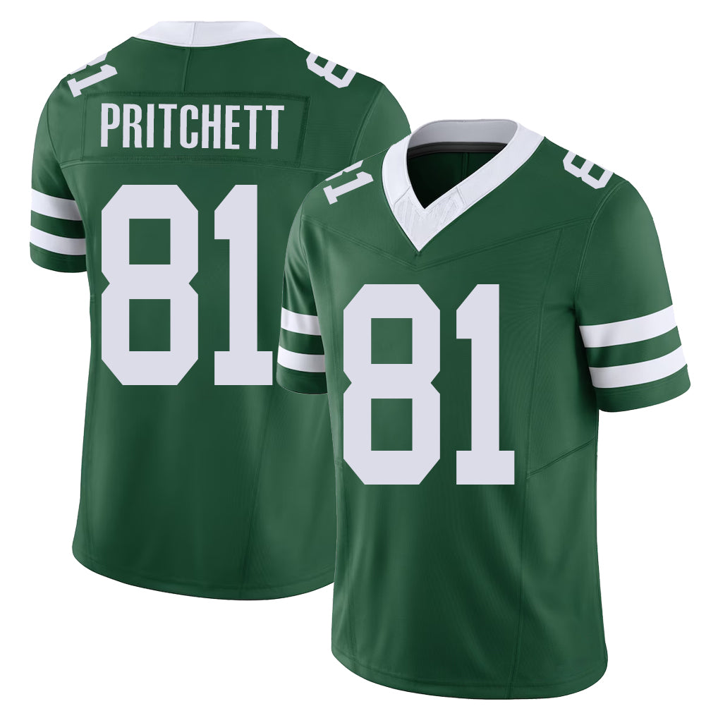 New York #81 Jamaal Player Football V Neck Short Sleeve Green Jersey Pritchett For Men Youth Women Gift