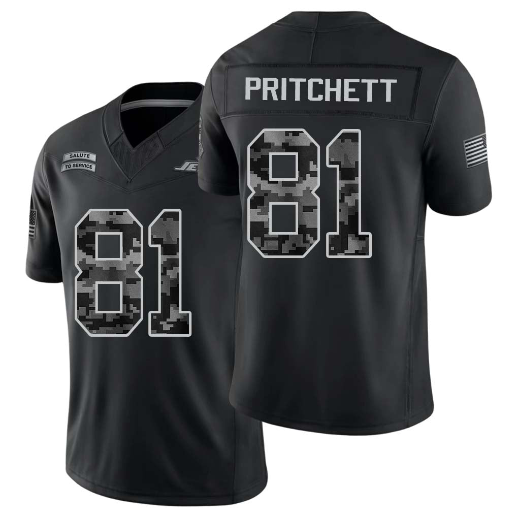 New York #81 Pritchett Player Football V Neck Short Sleeve Black Jersey Jamaal For Men Youth Women Gift