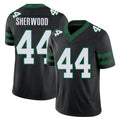 New York #44 Jamien Player Football V Neck Short Sleeve Black Jersey Sherwood For Men Youth Women Gift