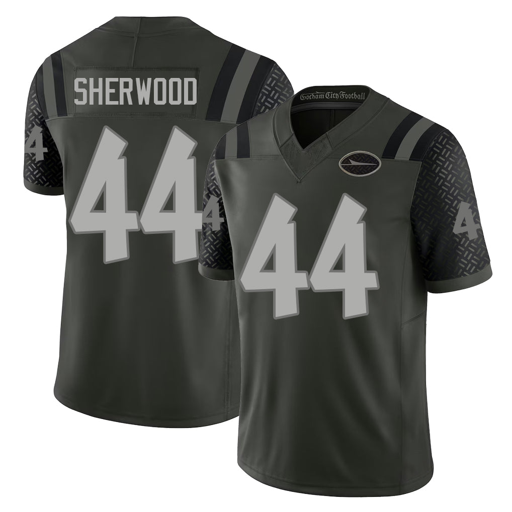 New York #44 Jamien Player Football V Neck Short Sleeve Gotham Green Jersey Sherwood For Men Youth Women Gift