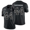 New York #44 Sherwood Player Football V Neck Short Sleeve Black Jersey Jamien For Men Youth Women Gift