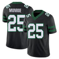 New York #25 Jarius Player Football V Neck Short Sleeve Black Jersey Monroe For Men Youth Women Gift