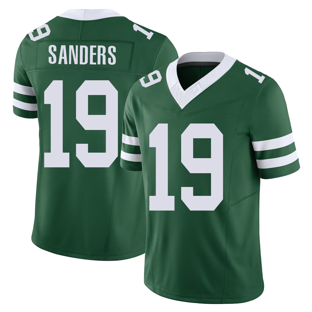 New York #19 Jason Player Football V Neck Short Sleeve Green Jersey Sanders For Men Youth Women Gift