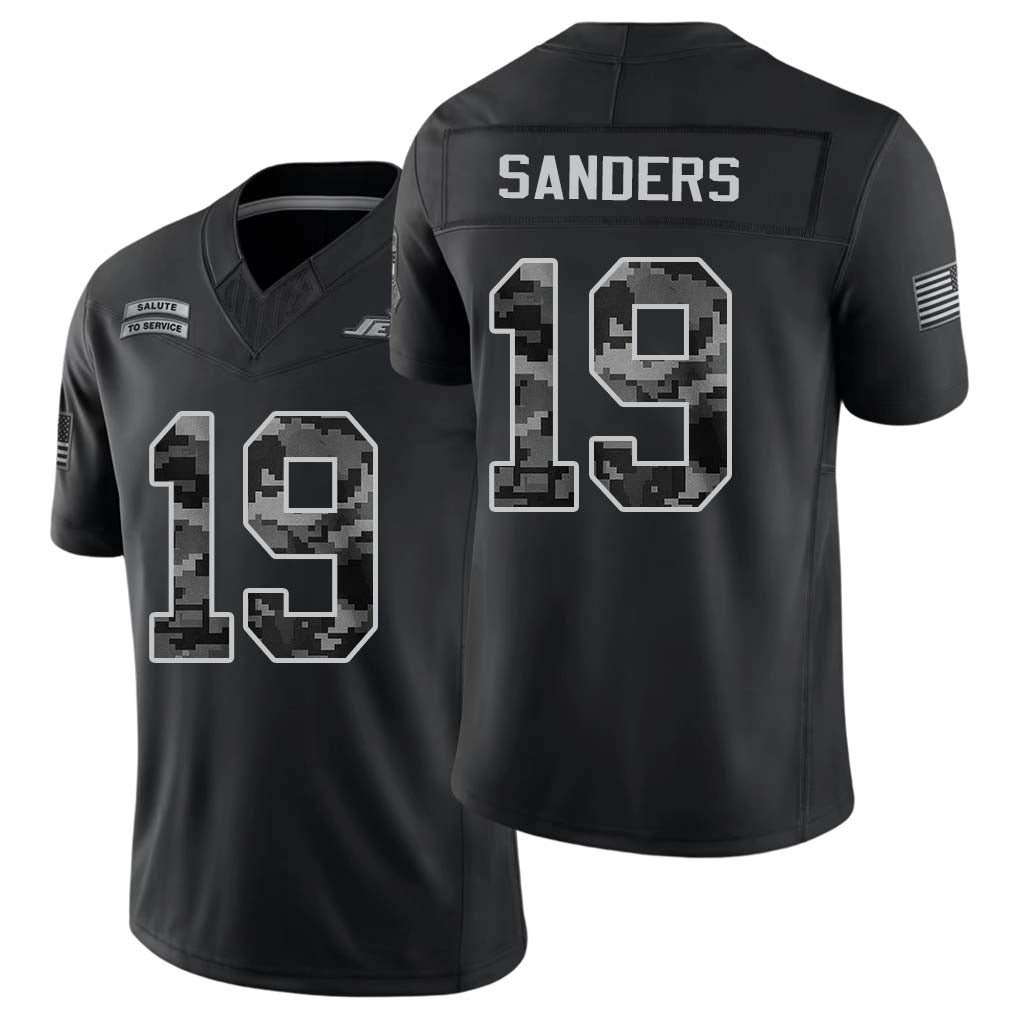 New York #19 Sanders Player Football V Neck Short Sleeve Black Jersey Jason For Men Youth Women Gift