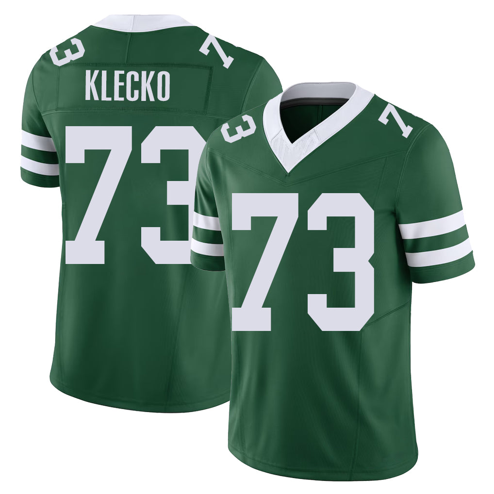 New York #73 Joe Player Football V Neck Short Sleeve Green Jersey Klecko For Men Youth Women Gift