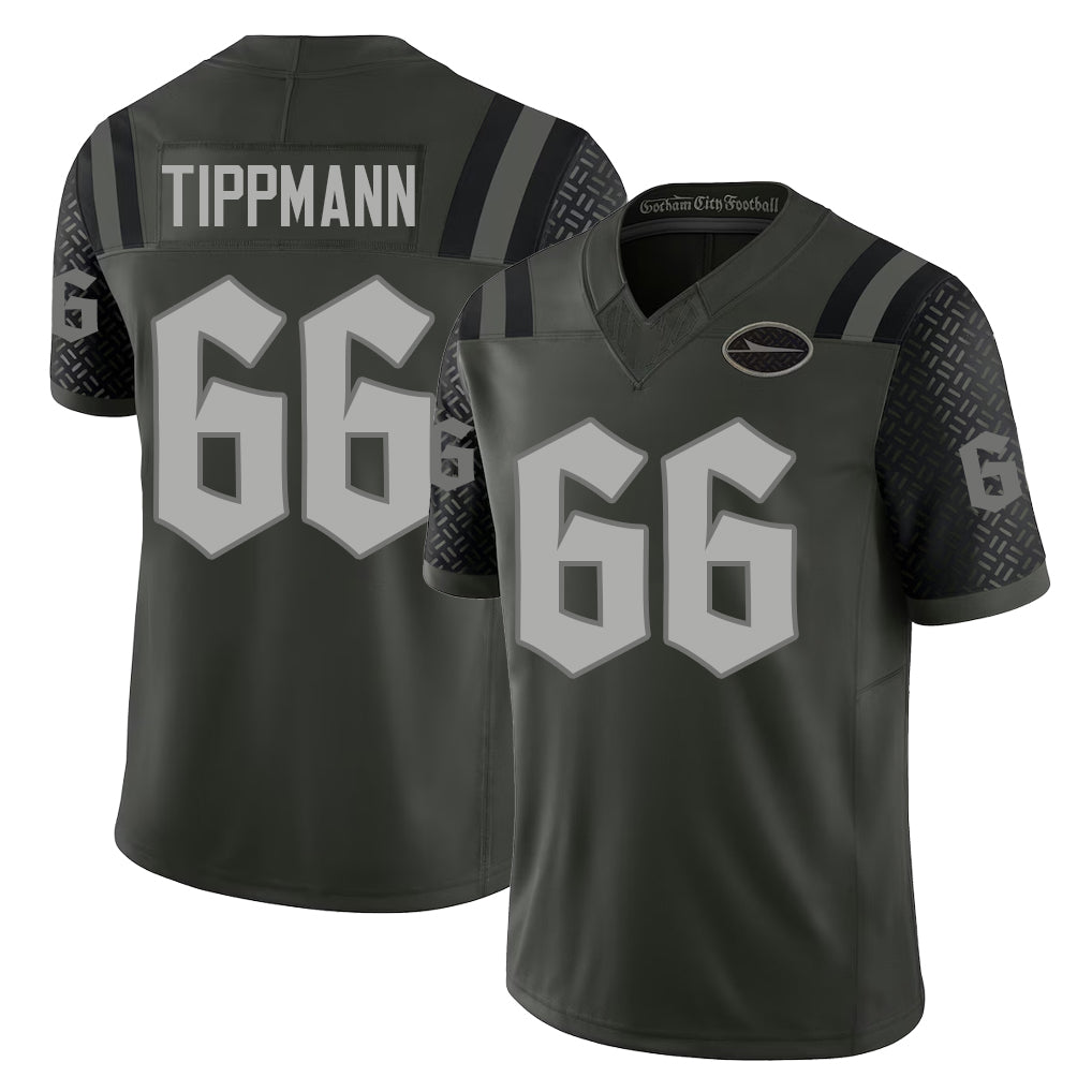 New York #66 Joe Player Football V Neck Short Sleeve Gotham Green Jersey Tippmann For Men Youth Women Gift