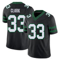 New York #33 Jordan Player Football V Neck Short Sleeve Black Jersey Clark For Men Youth Women Gift
