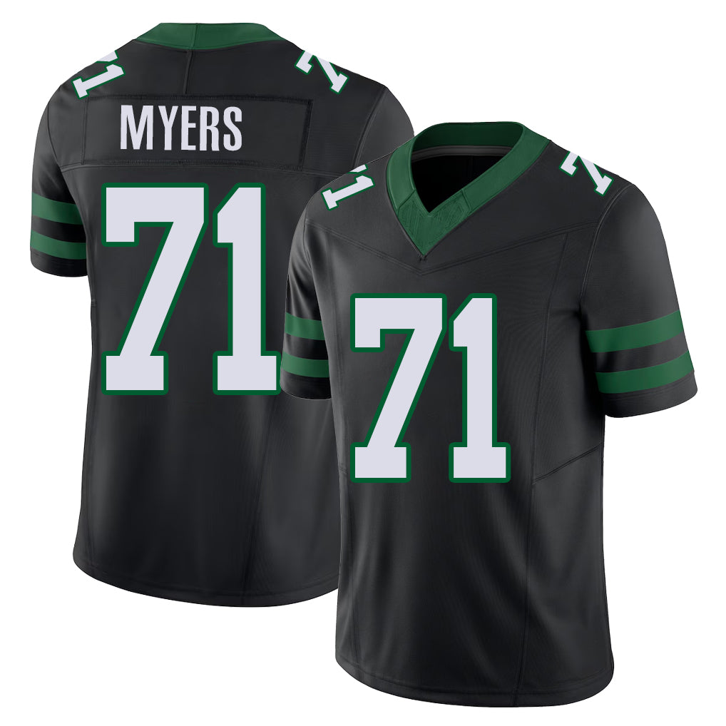 New York #71 Josh Player Football V Neck Short Sleeve Black Jersey Myers For Men Youth Women Gift