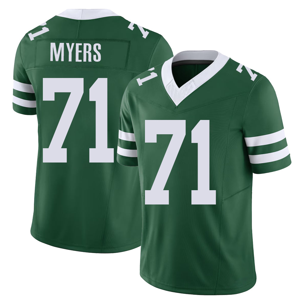 New York #71 Josh Player Football V Neck Short Sleeve Green Jersey Myers For Men Youth Women Gift