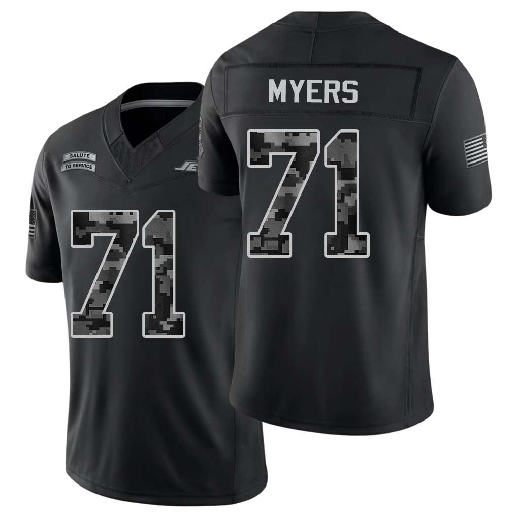 New York #71 Myers Player Football V Neck Short Sleeve Black Jersey Josh For Men Youth Women Gift