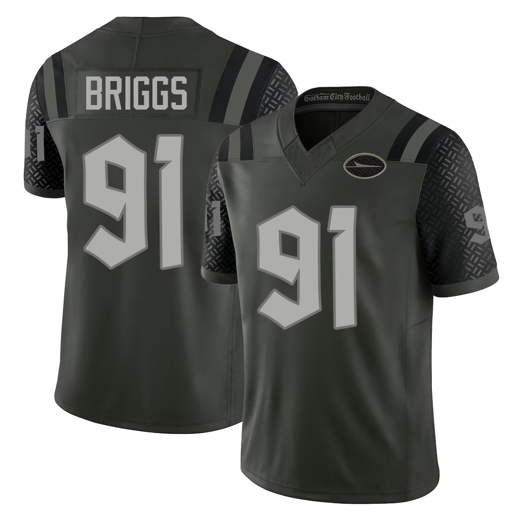 New York #91 Jowon Player Football V Neck Short Sleeve Gotham Green Jersey Briggs For Men Youth Women Gift