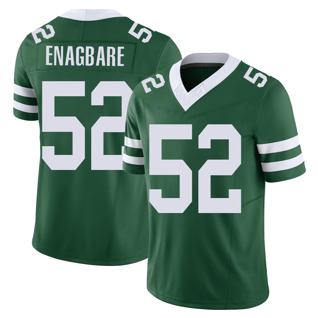 New York #52 Kingsley Player Football V Neck Short Sleeve Green Jersey Enagbare For Men Youth Women Gift