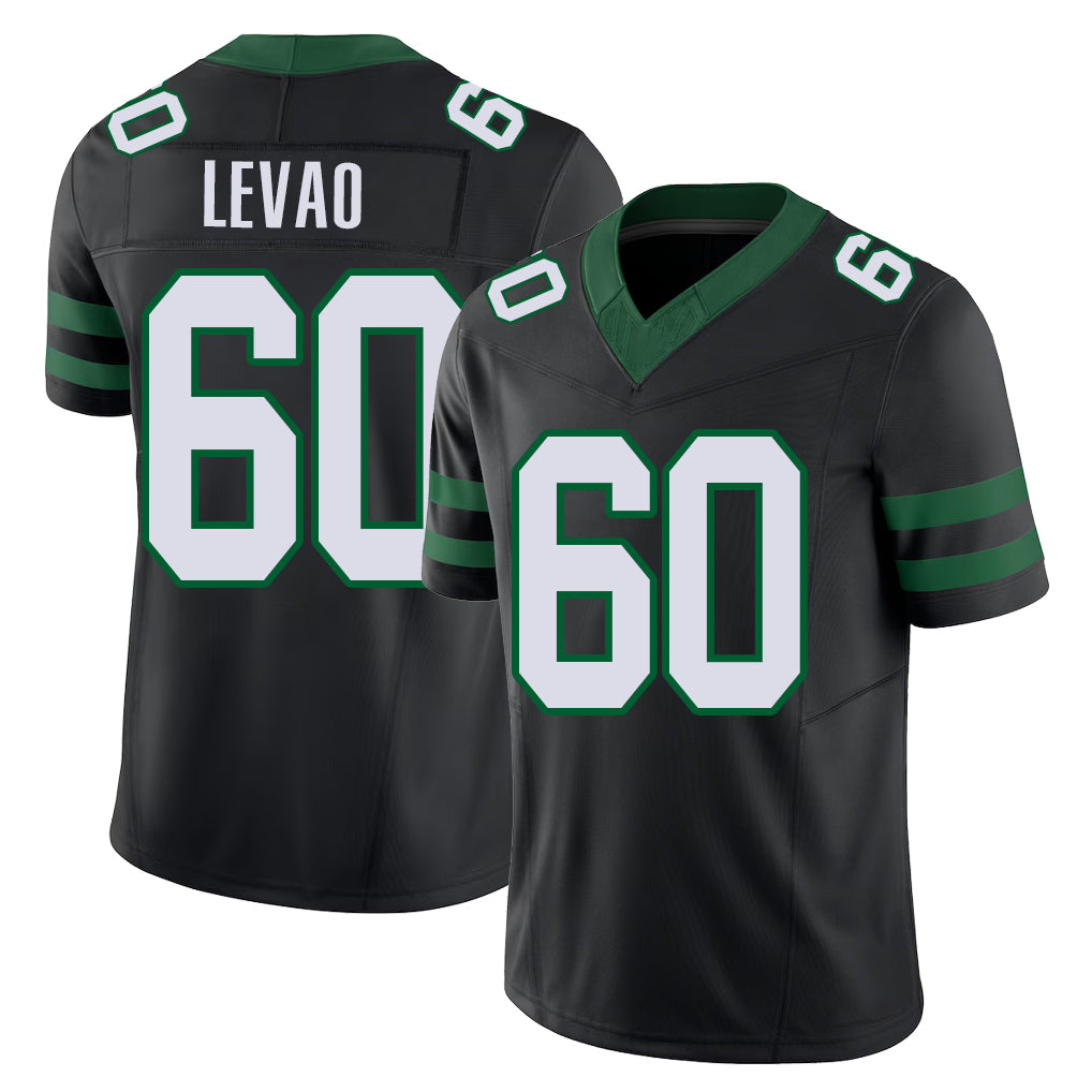 New York #60 Kohl Player Football V Neck Short Sleeve Black Jersey Levao For Men Youth Women Gift