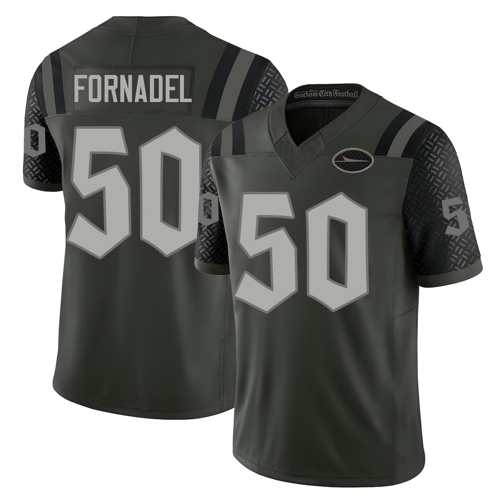 New York #50  Liam Player Football V Neck Short Sleeve Gotham Green Jersey Fornadel For Men Youth Women Gift