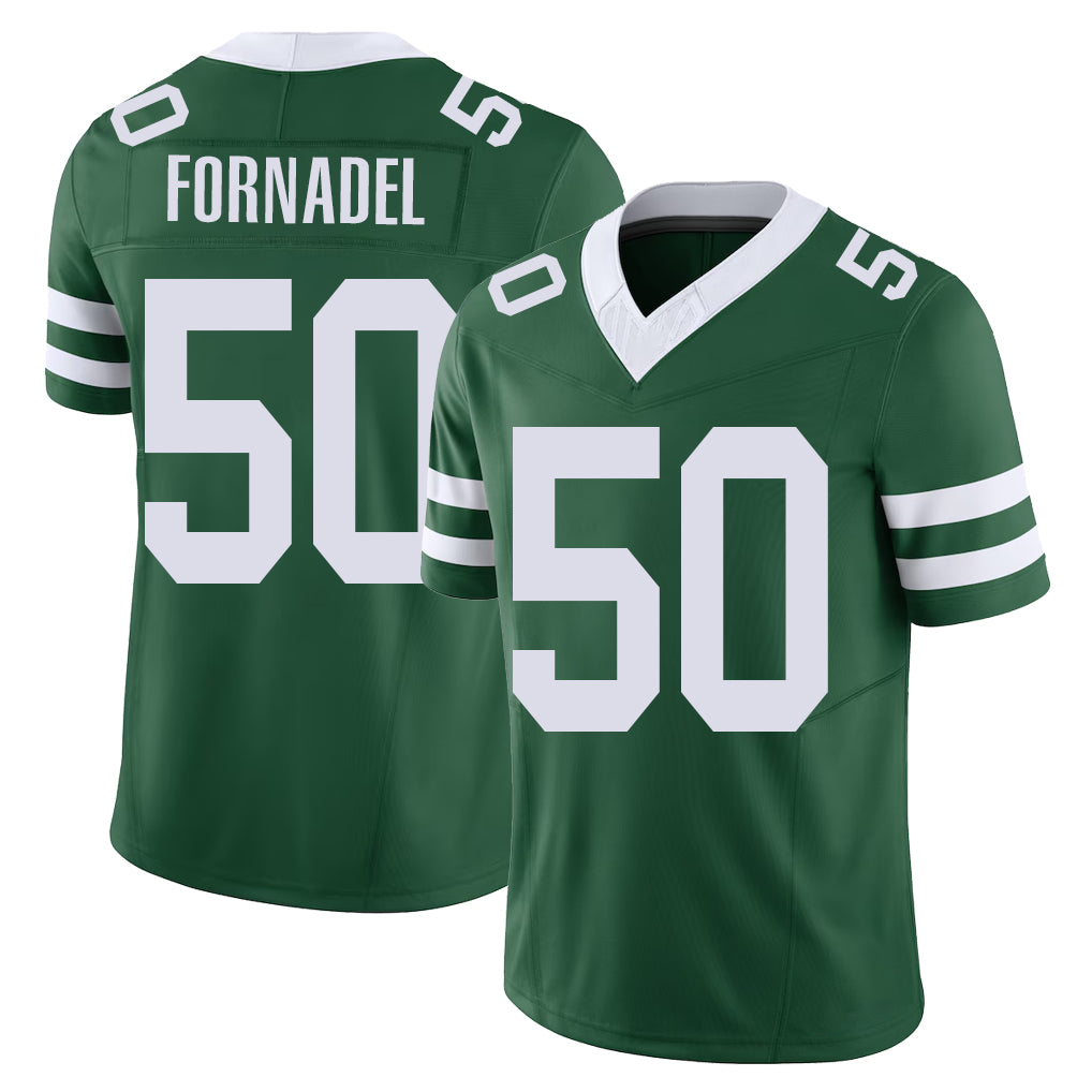 New York #50 Liam Player Football V Neck Short Sleeve Green Jersey Fornadel For Men Youth Women Gift