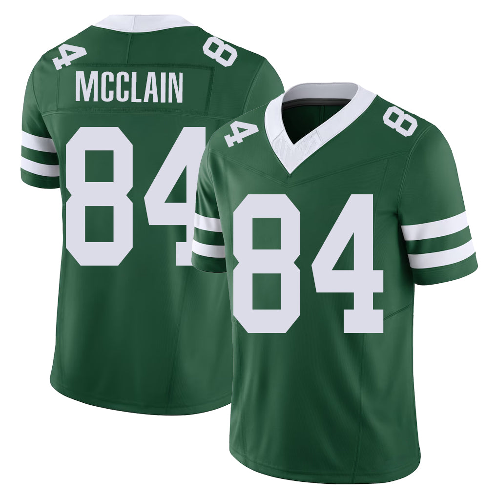 New York #84 Malik Player Football V Neck Short Sleeve Green Jersey McClain For Men Youth Women Gift
