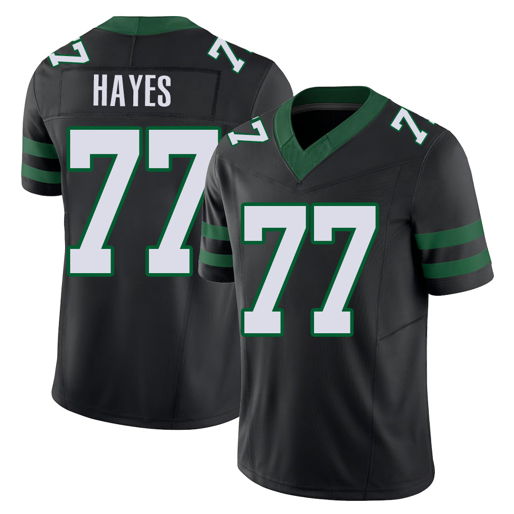New York #77 Marquis Player Football V Neck Short Sleeve Black Jersey Hayes For Men Youth Women Gift