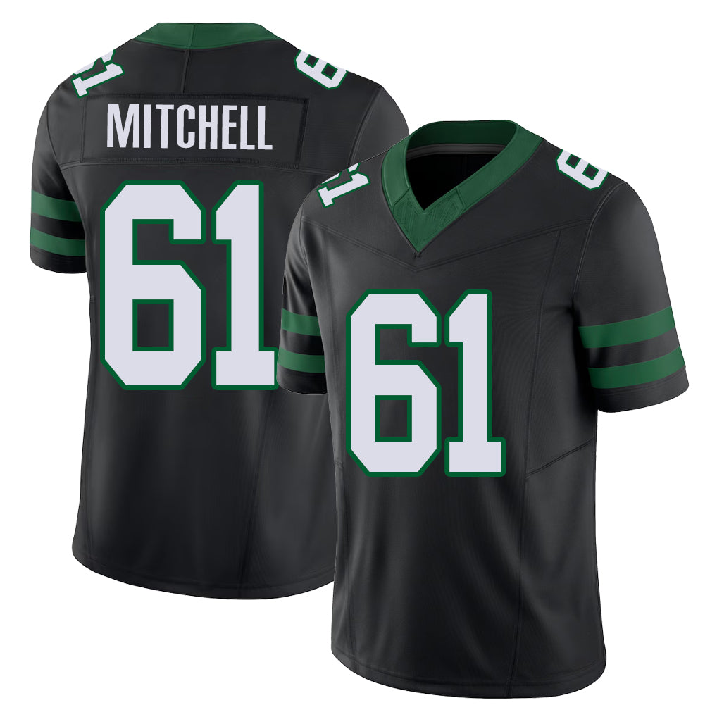 New York #61 Max Player Football V Neck Short Sleeve Black Jersey Mitchell For Men Youth Women Gift