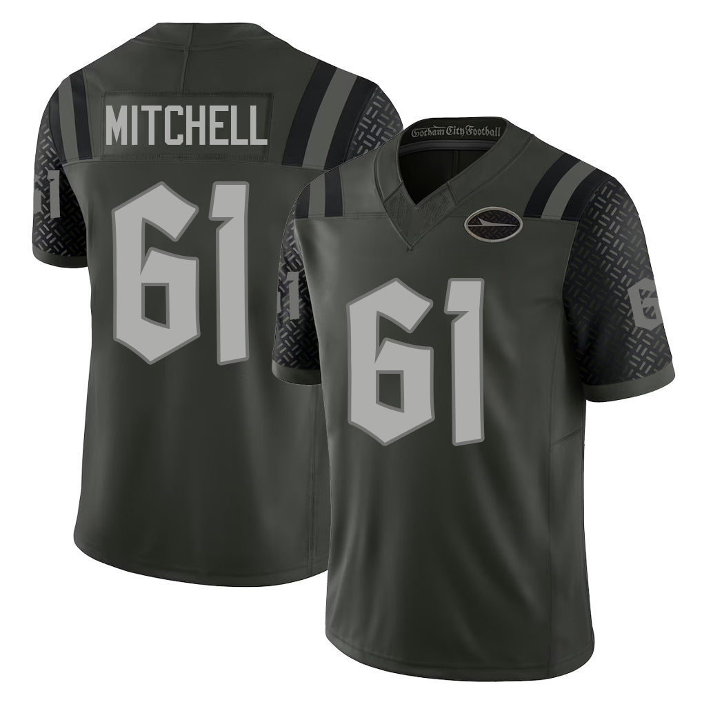 New York #61 Max Player Football V Neck Short Sleeve Gotham Green Jersey Mitchell For Men Youth Women Gift