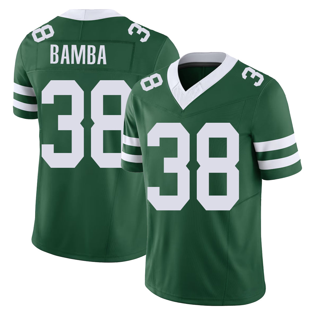 New York #38 Mory Player Football V Neck Short Sleeve Green Jersey Bamba For Men Youth Women Gift