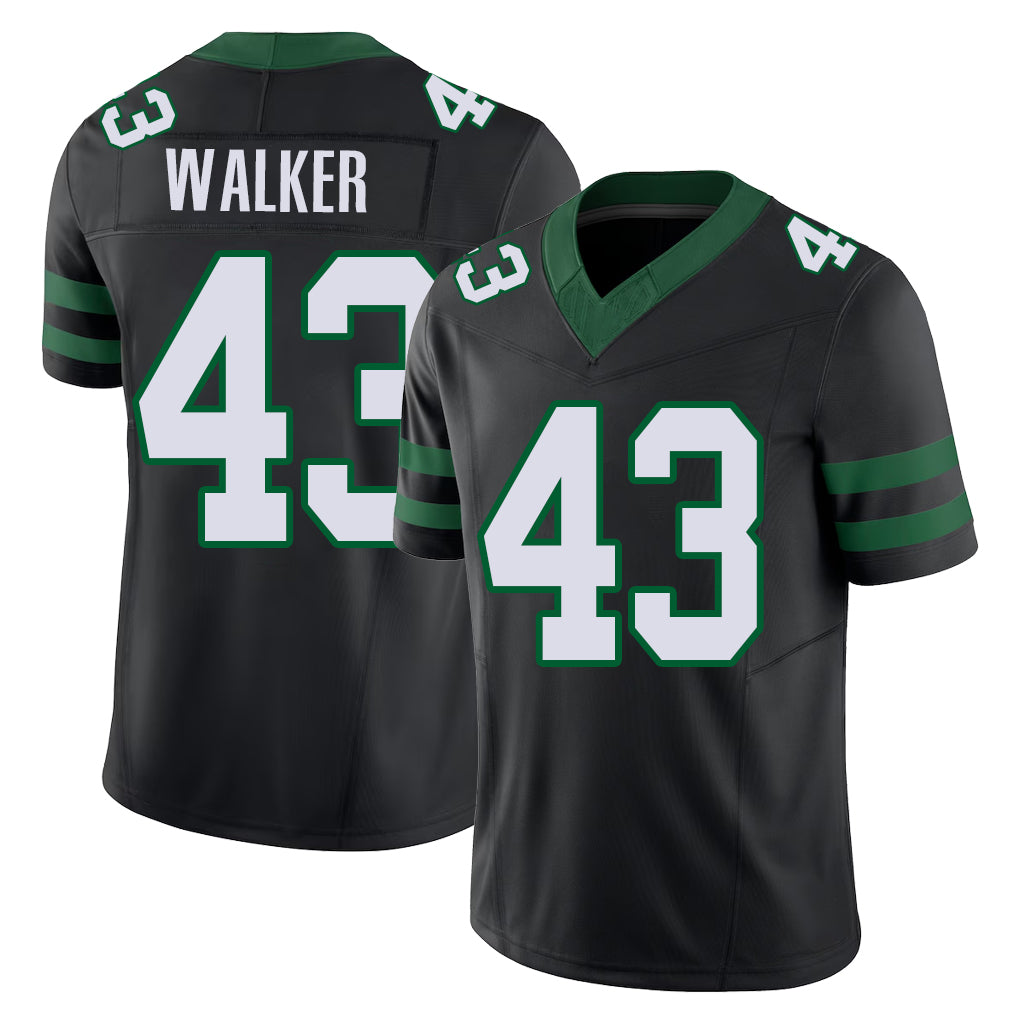 New York #43  Mykal Player Football V Neck Short Sleeve Black Jersey Walker For Men Youth Women Gift