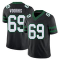 New York #69 Nathan Player Football V Neck Short Sleeve Black Jersey Voorhis For Men Youth Women Gift