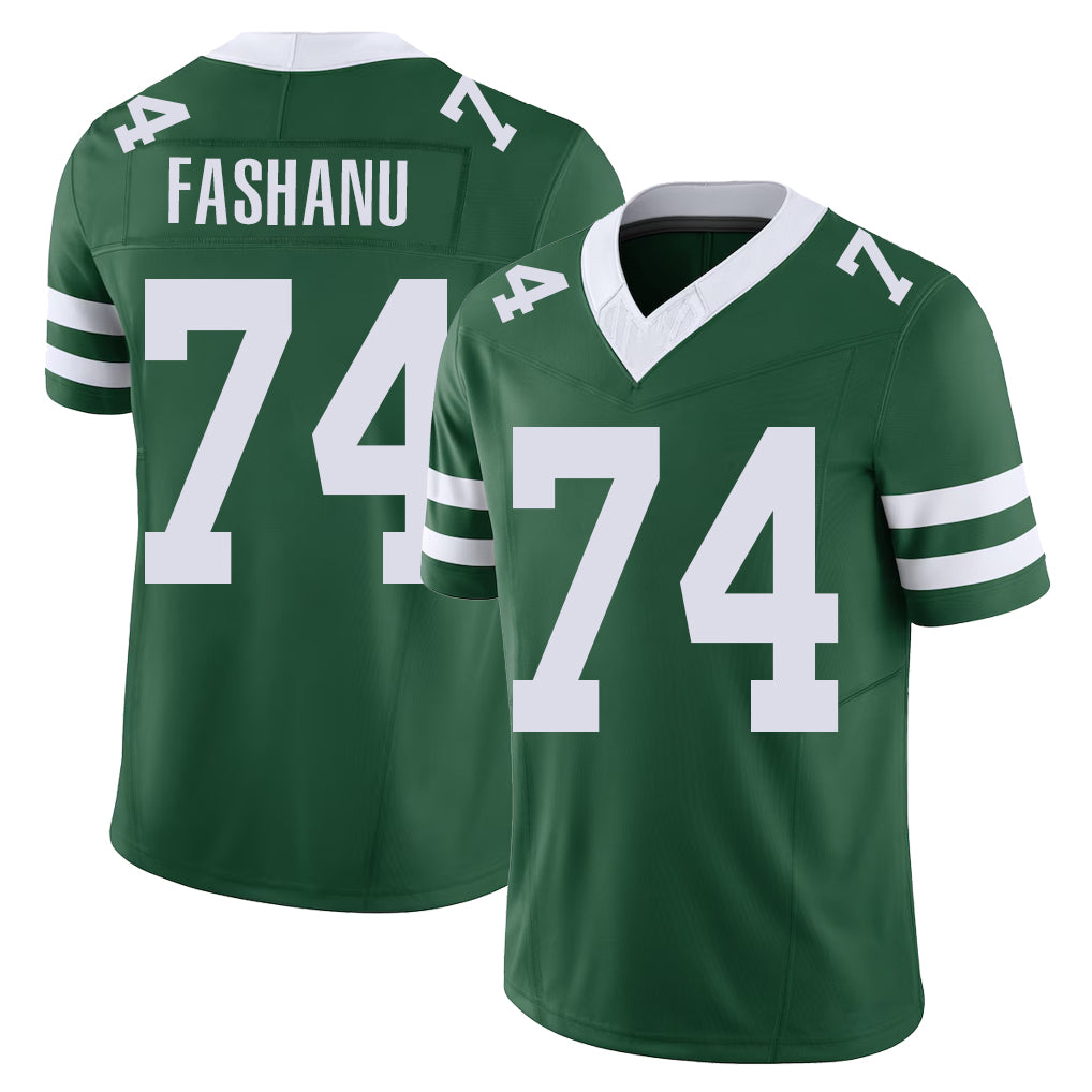 New York #74 Olumuyiwa Player Football V Neck Short Sleeve Green Jersey Fashanu For Men Youth Women Gift