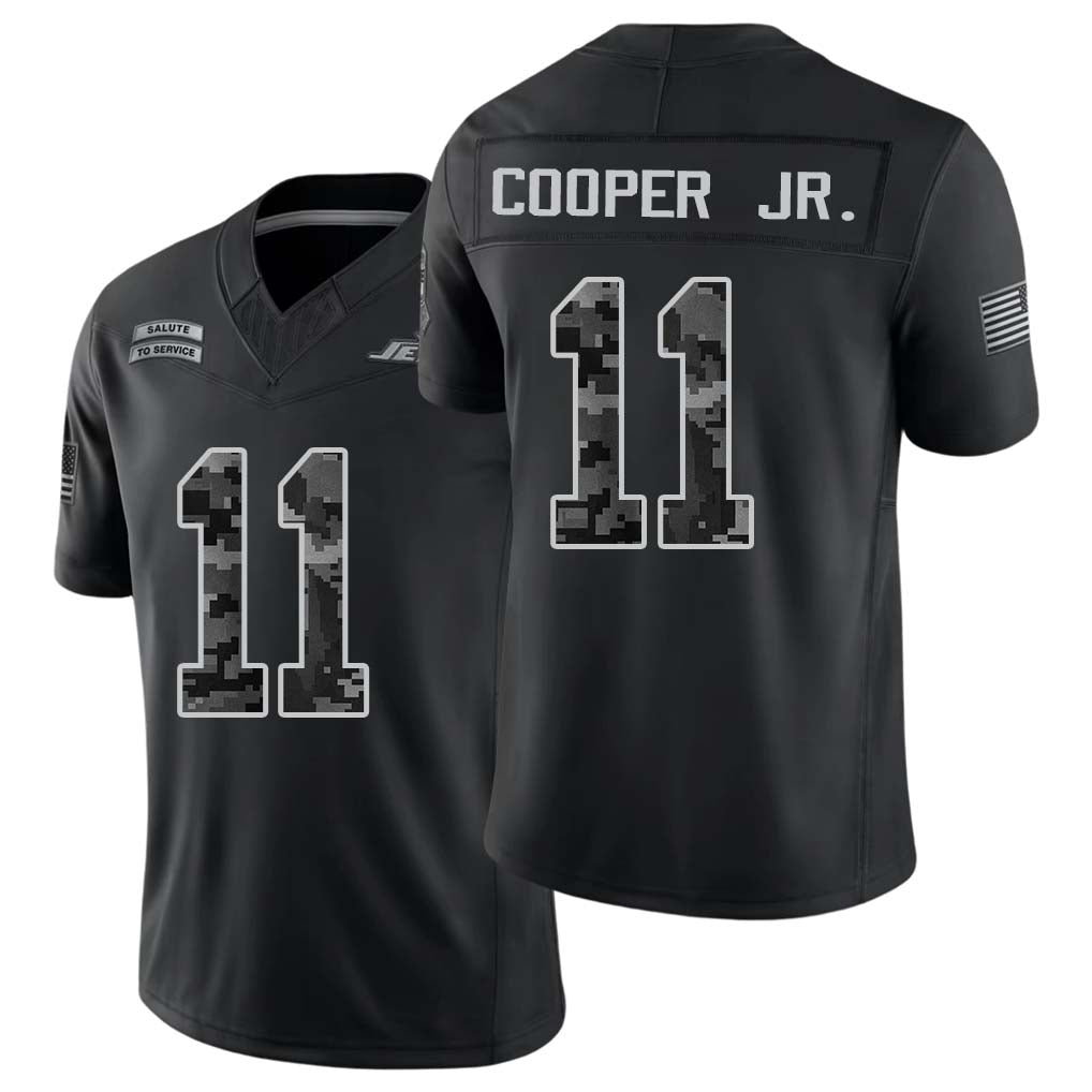 New York #11 Cooper Jr. Player Football V Neck Short Sleeve Black Jersey Omar For Men Youth Women Gift