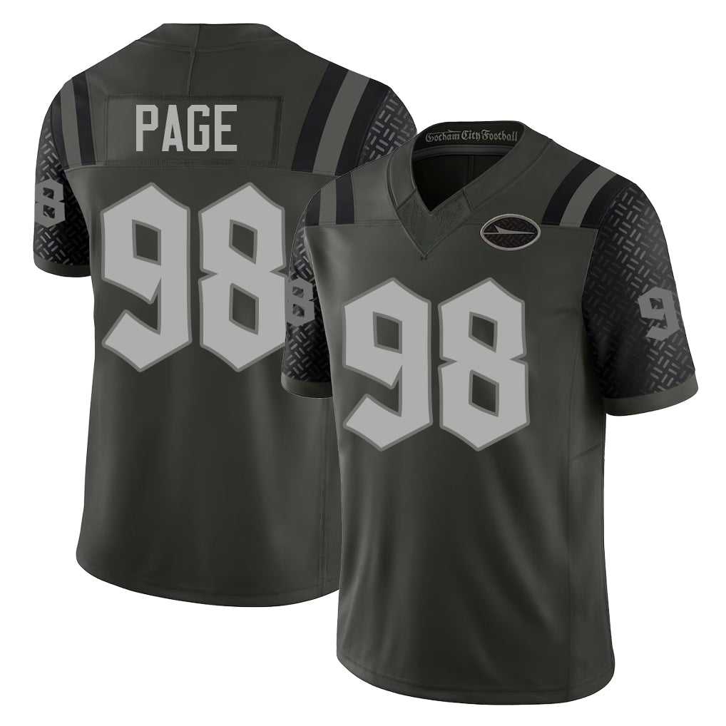 New York #98 Payton Player Football V Neck Short Sleeve Gotham Green Jersey Page For Men Youth Women Gift