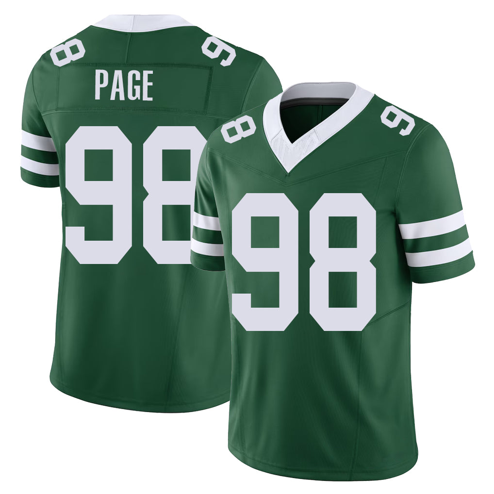 New York #98 Payton Player Football V Neck Short Sleeve Green Jersey Page For Men Youth Women Gift
