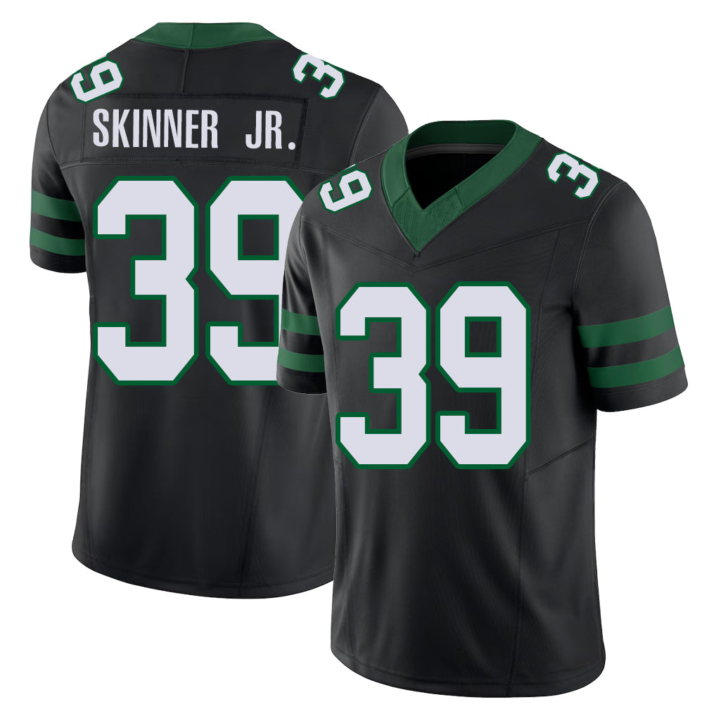 New York #39 Quincy Player Football V Neck Short Sleeve Black Jersey Skinner Jr. For Men Youth Women Gift