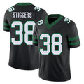 New York #38 Qwan'tez Player Football V Neck Short Sleeve Black Jersey Stiggers For Men Youth Women Gift