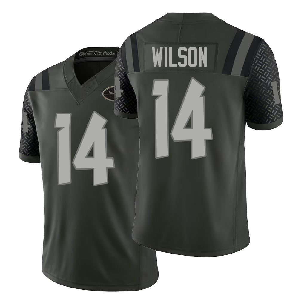 New York #14 Wilson Player Football V Neck Short Sleeve Gotham Green Jersey Roman For Men Youth Women Gift
