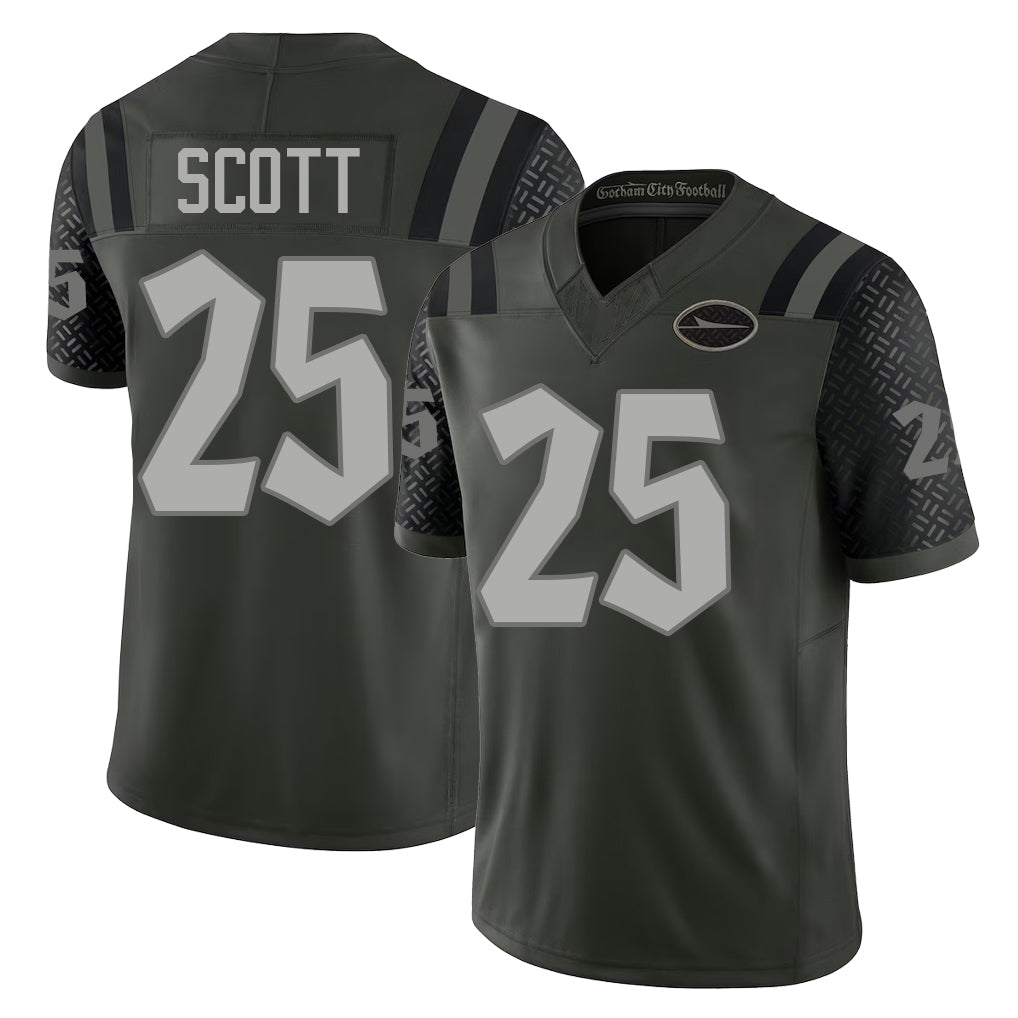 New York #25 Sam Player Football V Neck Short Sleeve Gotham Green Jersey Scott For Men Youth Women Gift