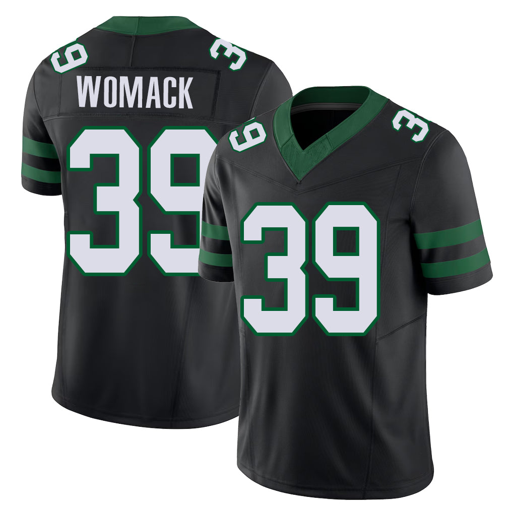 New York #39 Samuel Player Football V Neck Short Sleeve Black Jersey Womack For Men Youth Women Gift