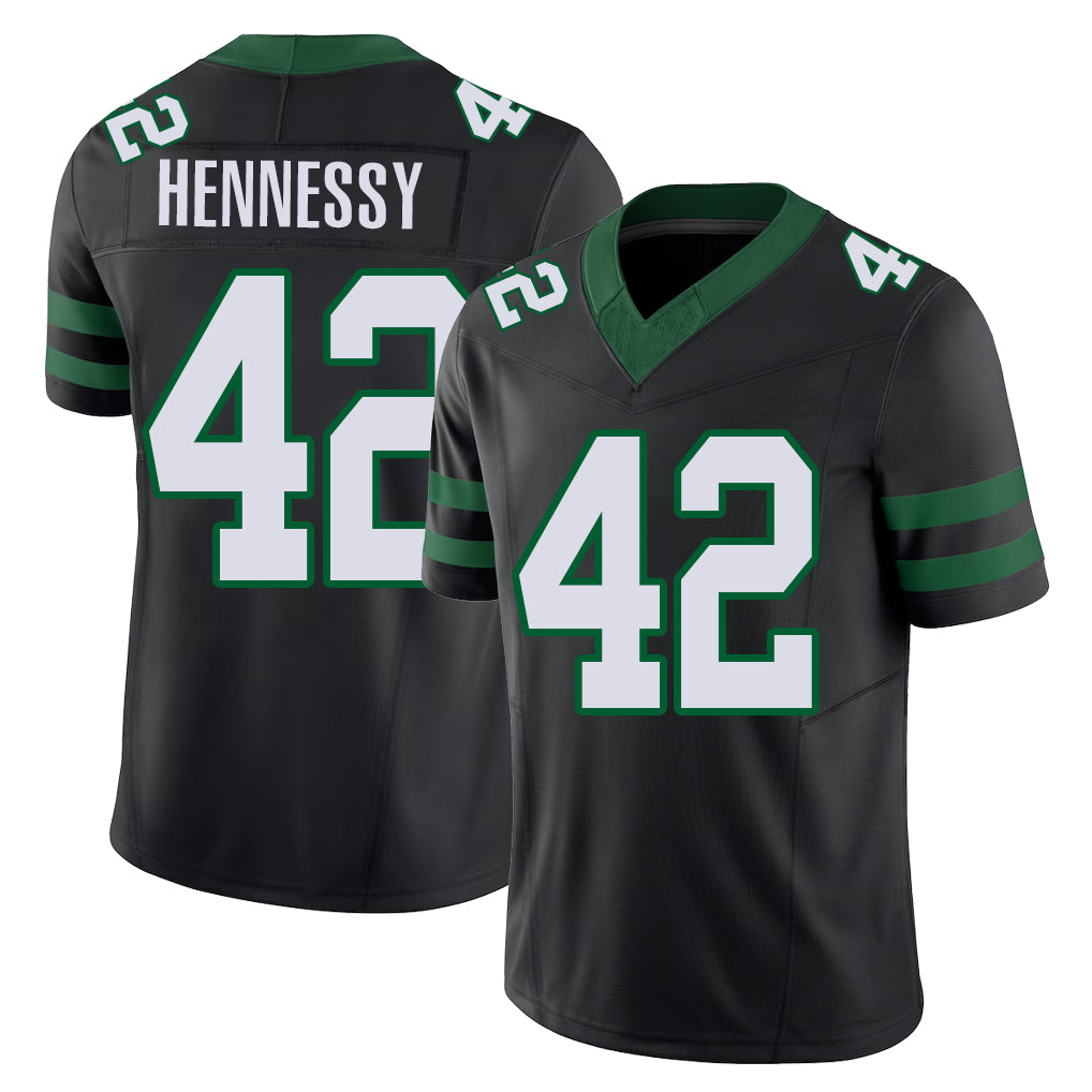 New York #42 Thomas Player Football V Neck Short Sleeve Black Jersey Hennessy For Men Youth Women Gift