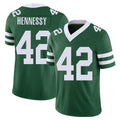 New York #42 Thomas Player Football V Neck Short Sleeve Green Jersey Hennessy For Men Youth Women Gift