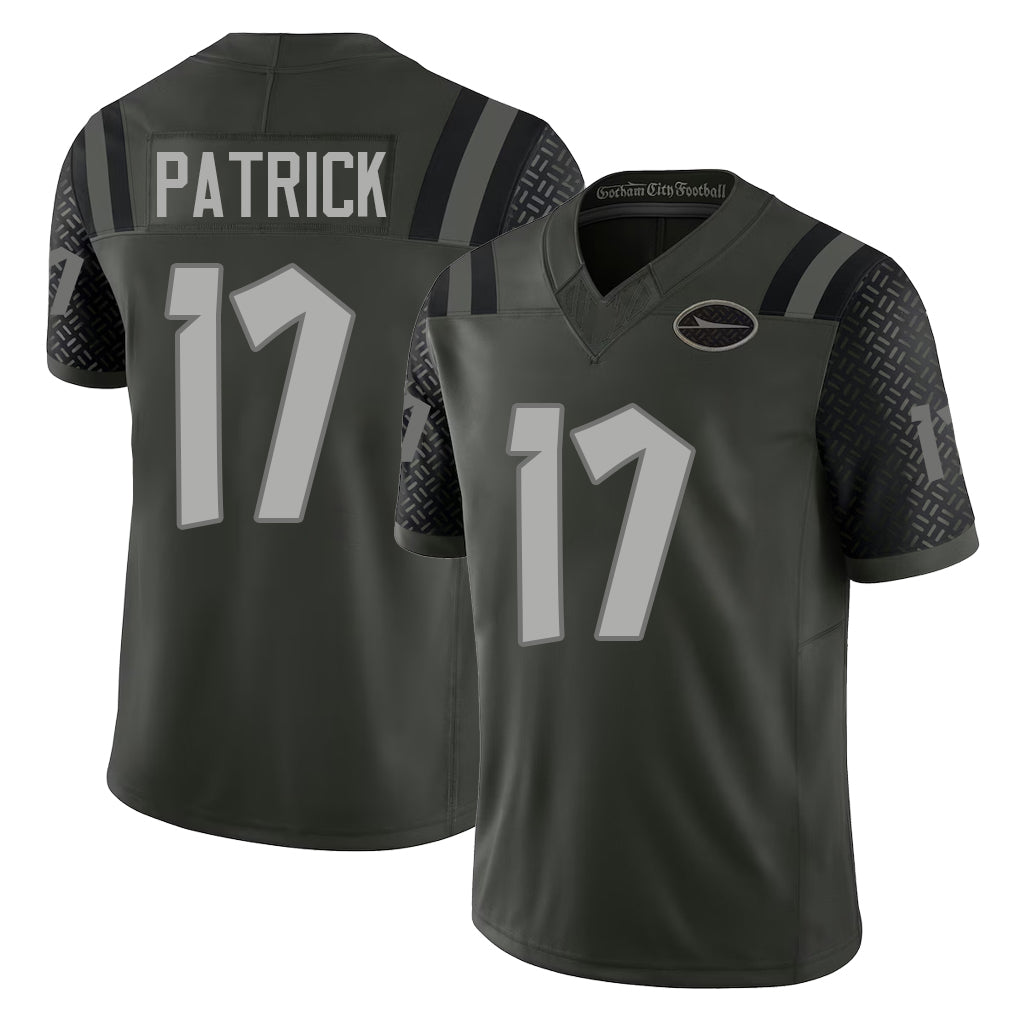 New York #17 Tim Player Football V Neck Short Sleeve Gotham Green Jersey Patrick For Men Youth Women Gift