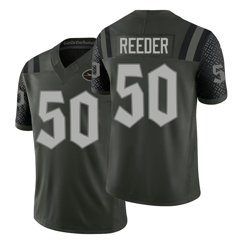 New York #50 Reeder Player Football V Neck Short Sleeve Gotham Green Jersey Troy For Men Youth Women Gift