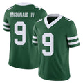 New York #9 Will Player Football V Neck Short Sleeve Green Jersey McDonald IV For Men Youth Women Gift