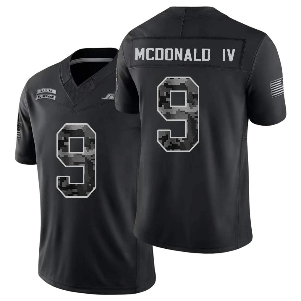 New York #9 McDonald IV Player Football V Neck Short Sleeve Black Jersey Will For Men Youth Women Gift