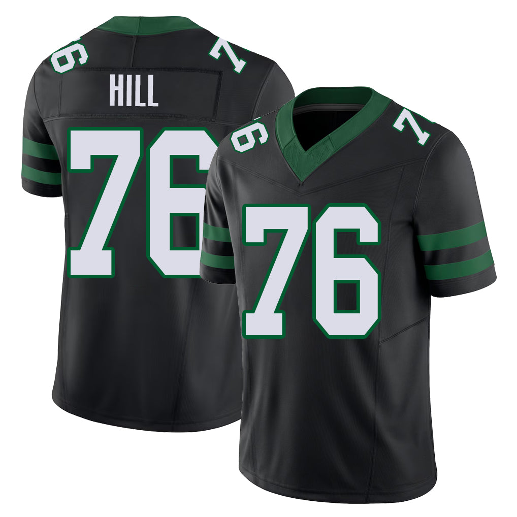 New York #76 Xavier Player Football V Neck Short Sleeve Black Jersey Hill For Men Youth Women Gift
